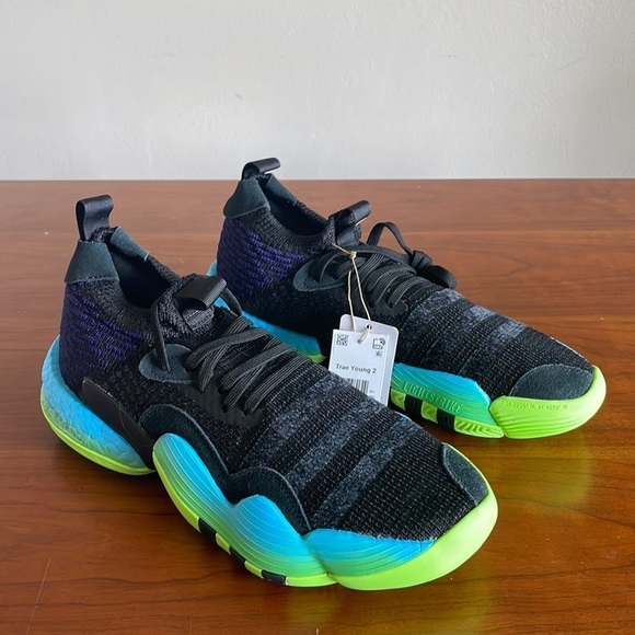 Adidas Trae Young 2 Trae Tlien athletic shoes black green [H06473] new with box - Picture 4 of 7